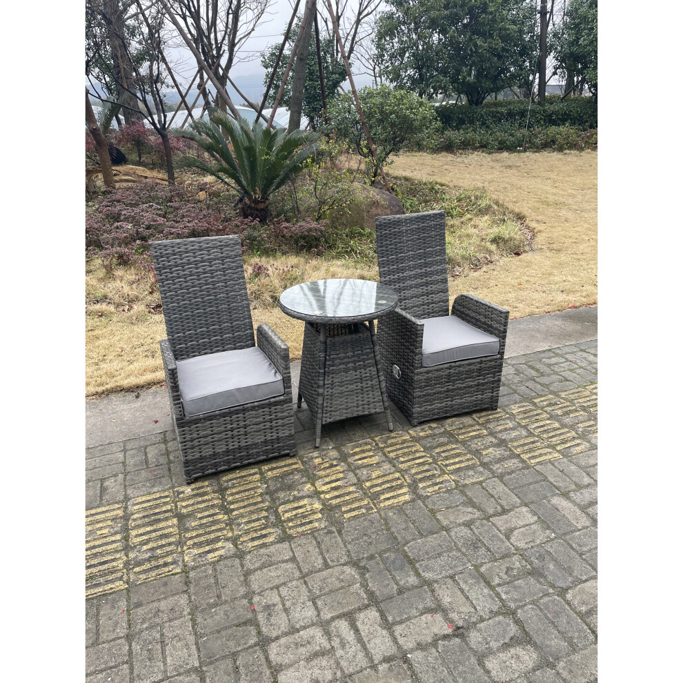 Fimous Outdoor Wicker Rattan Garden Furniture Reclining Chair And 2 Tables