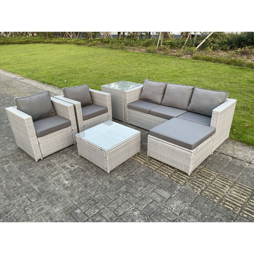 Fimous 6 Seat Light Grey Lounge Outdoor PE Rattan Garden Furniture