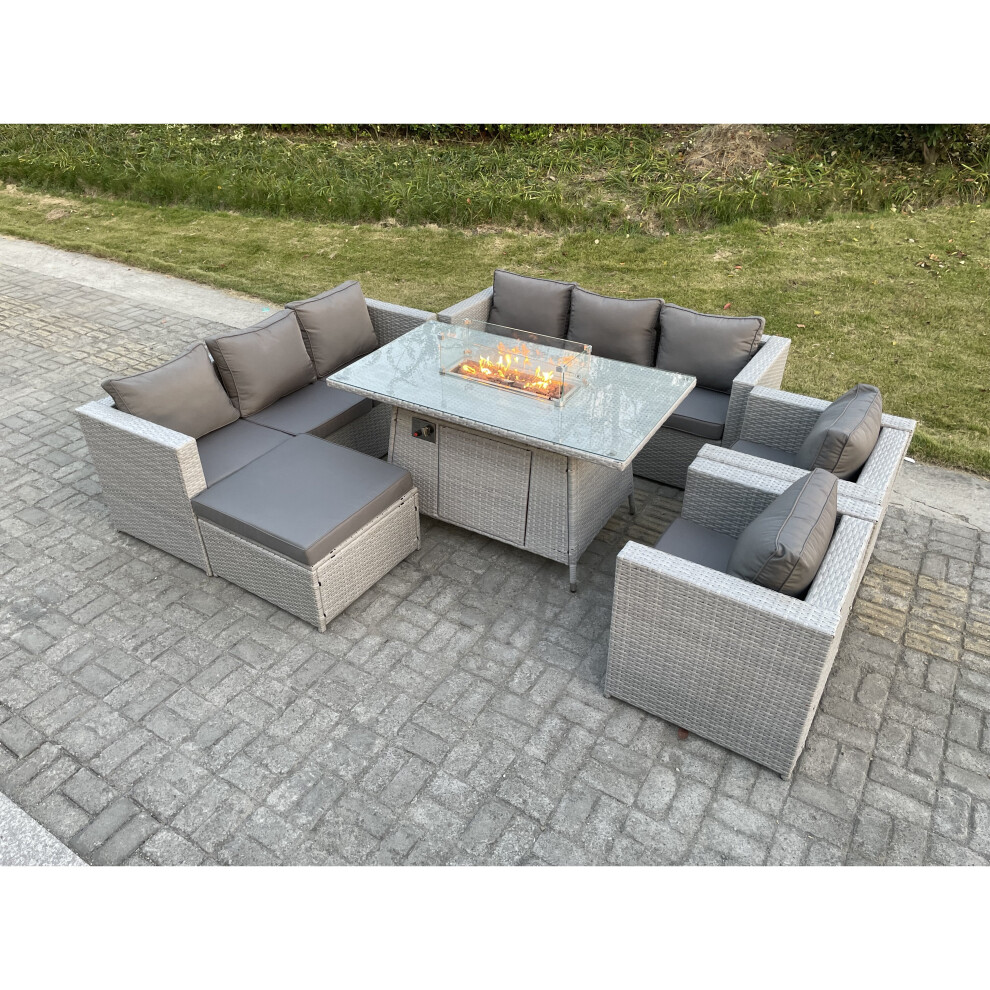 Fimous Rattan Garden Furniture Gas FirePit  Dining Table Heater Burner Lounge Sofa-image-OPC-PBF77FD-NEW