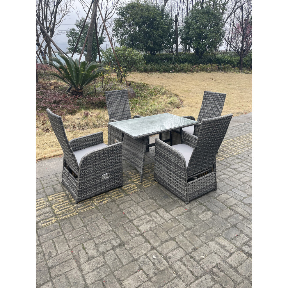 Fimous Oblong Rectangular Table Adjustable Reclining Chair Rattan Dining Set