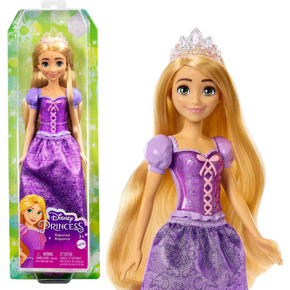 Disney Princess Rapunzel Poseable Doll - Sparkling Outfit, Shoes & Tiara, Tangled-Inspired Look For Adventures - Board Game