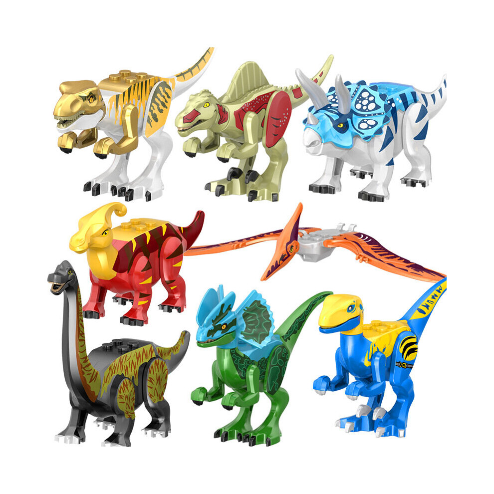 (Style G  8pcs) Large Dinosaur Figure Big Size Indominus T Rex Blocks Lego Toys