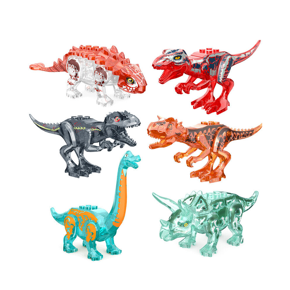 (Style A   6pcs) Large Dinosaur Figure Big Size Indominus T Rex Blocks Lego Toys