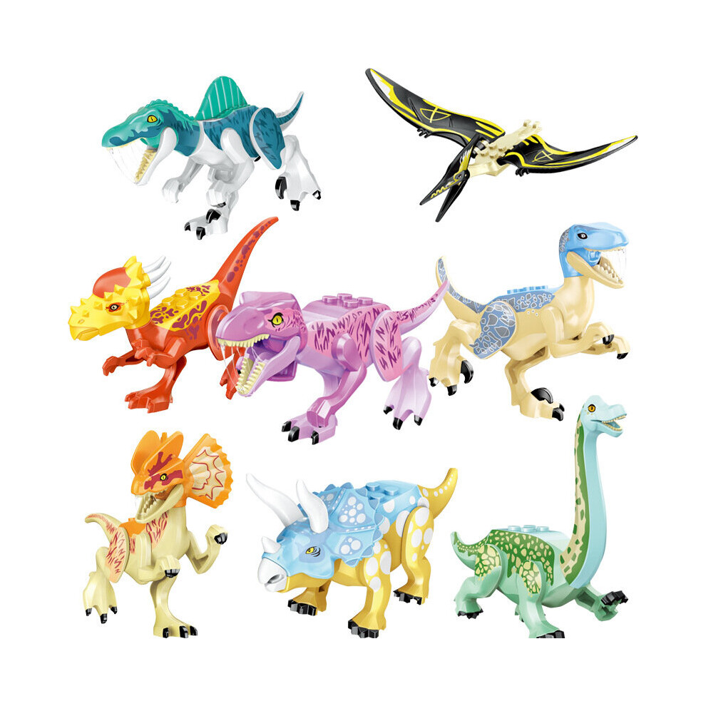 (Style E  8pcs) Large Dinosaur Figure Big Size Indominus T Rex Blocks Lego Toys