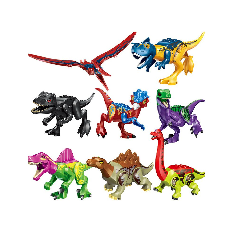 (Style C  8pcs) Large Dinosaur Figure Big Size Indominus T Rex Blocks Lego Toys