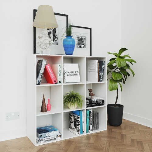 Charles Jacobs (No Drawers) Charles Jacobs White 9 Cube Open Book Shelf Storage