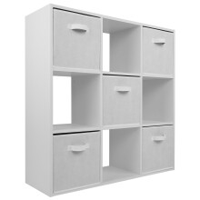 (5 White Drawers) Charles Jacobs White 9 Cube Open Book Shelf Storage