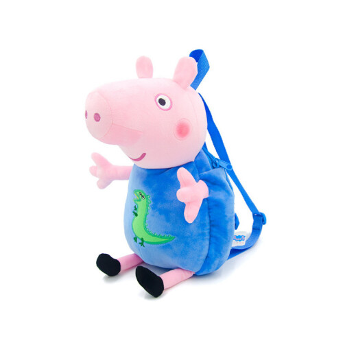 (3DBlue) Pig 3d Plush Toy Kids Backpack Nursery School Bag Sports Rucksack George