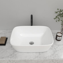 Square Countertop Bathroom Sink Bowl White