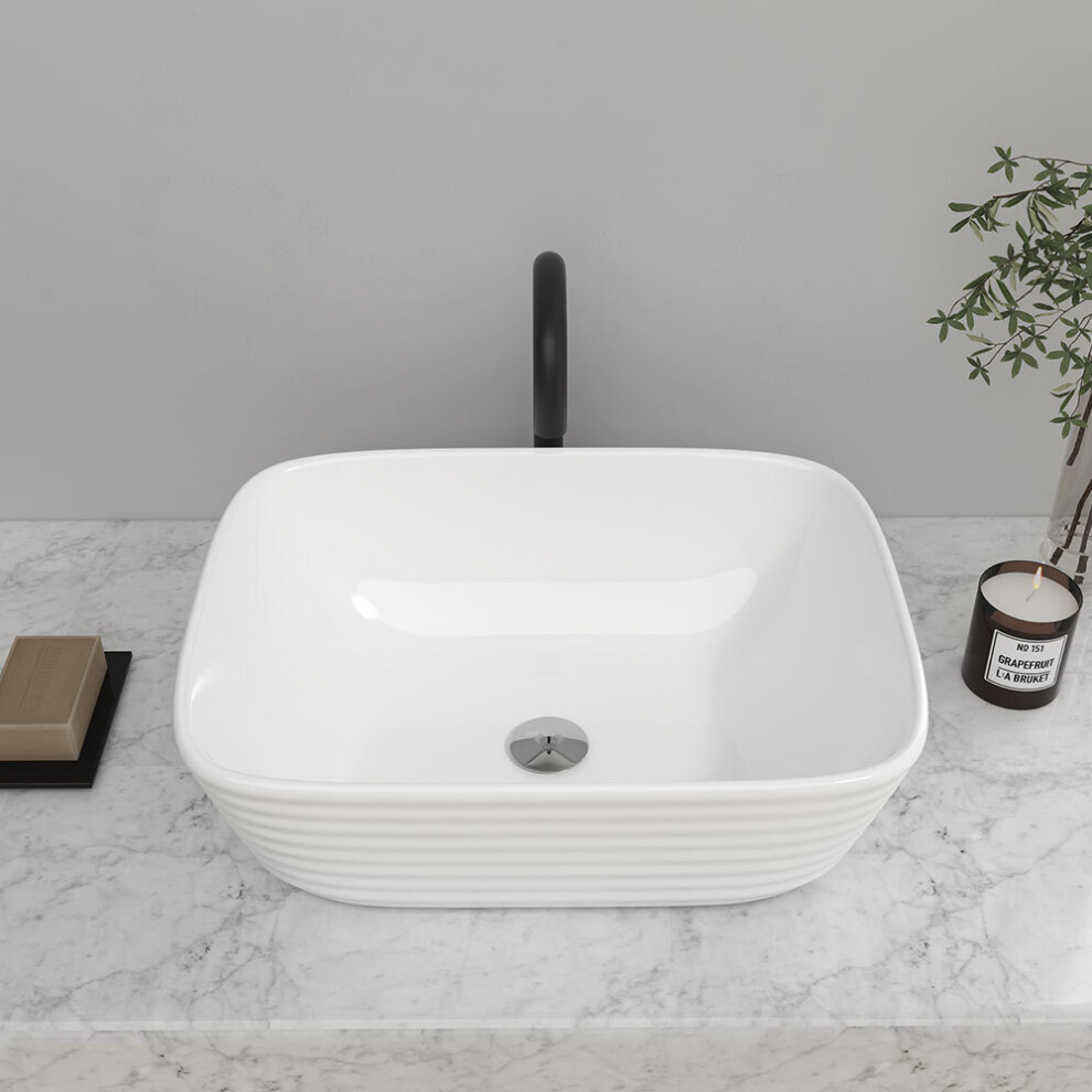 Square Countertop Bathroom Sink Bowl White