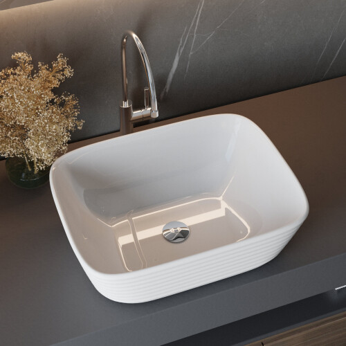 Living And Home Square Countertop Bathroom Sink Bowl White 1