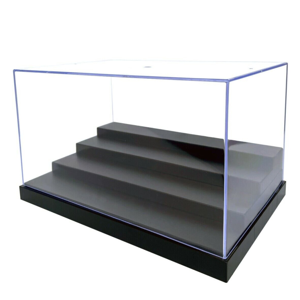 (4 steps) Clear Acrylic Display Box 25cm L Perspex 4 Steps Case Plastic Base Dustproof