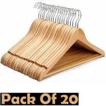 (Brown - 20 Pack) 20-40x Wooden Coat Hangers Suit Wood Hanger Set