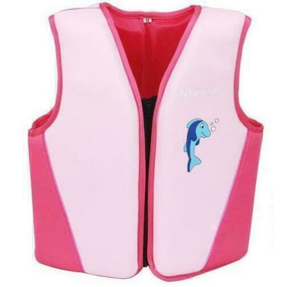 (  Pink,   L(Age 7-10 Years)) Kids Life Jacket Float Swim Vest Swimming Pool Aid Jacket Inflatable Child