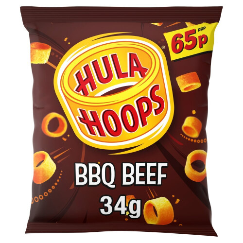 Hula Hoops BBQ Beef Crisps 34g (Pack of 32) 1
