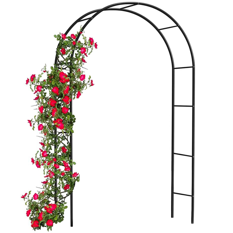 Janoon 2M Garden Arch Trellis Arched Metal Tubular Frame Climbing Plant Archway Arbour Garden Decoration