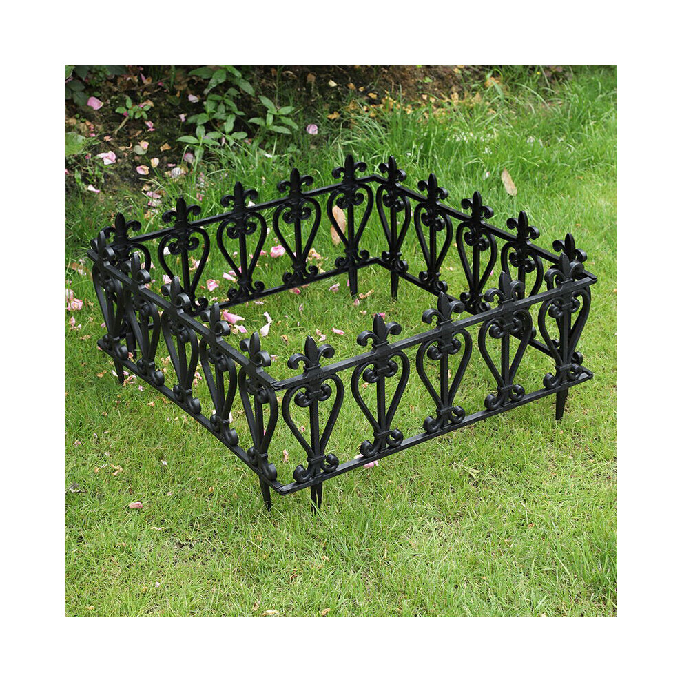 Set of 3 Decorative Garden Border Fence Outdoor Lawn Edging