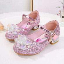 (Pink, UK9 Kids) HOT Girls Kids Elsa Princess Shoes Party Sequins Bow Glitter Fancy Dress Sandals