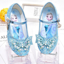 (Blue 1, UK9 Kids) HOT Girls Kids Elsa Princess Shoes Party Sequins Bow Glitter Fancy Dress Sandals