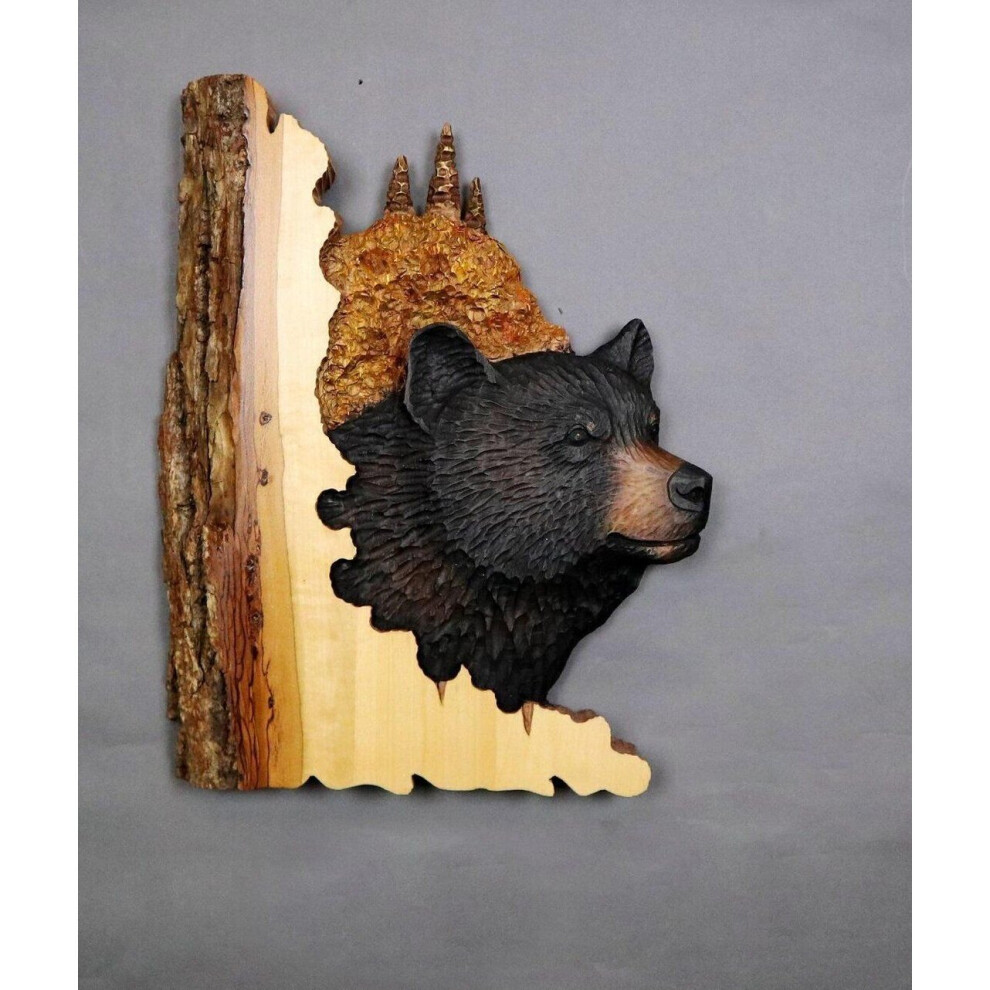 (  Black Bear) Home Crafts Animal Carvings Handcraft Gift Wall Hanging Sculpture Decor Ornament