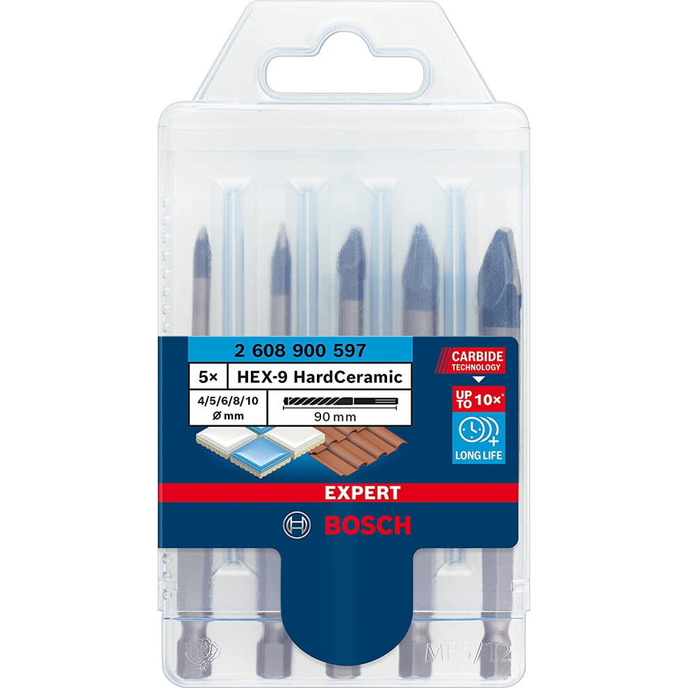 Bosch Expert HEX-9 HardCeramic Tiles Drill Bit Set 4-10mm - 5 Piece