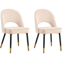 (Set of 2 , Cream) Padded Velvet Dining Chairs Set of 2 Or Single