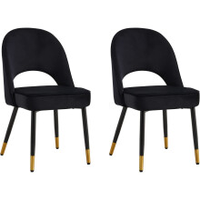 (Set of 2 , Black) Padded Velvet Dining Chairs Set of 2 Or Single