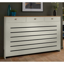 Cream Radiator Cover Cabinet Traditional Modern MDF Wood Horizontal Shelf Large