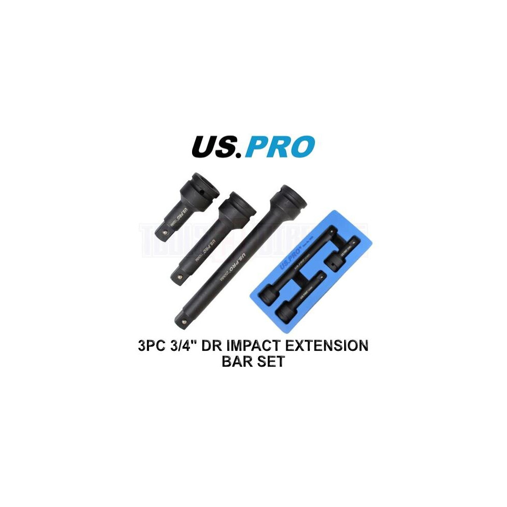 Us Pro Tools 3Pc 3/4" Dr Impact Extension Bar Set Bars For Sockets 3950 5060848155503