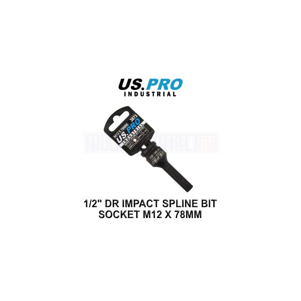 US PRO INDUSTRIAL M12 X 78MM 1/2" DR Impact Spline Bit Socket 3873 - Image 4