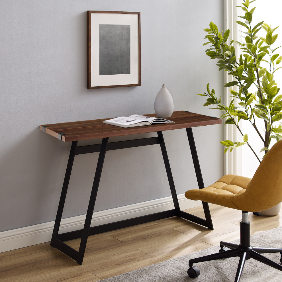 (Dark Walnut) 42" Computer PC Writing Desk w/ Angled Metal Legs