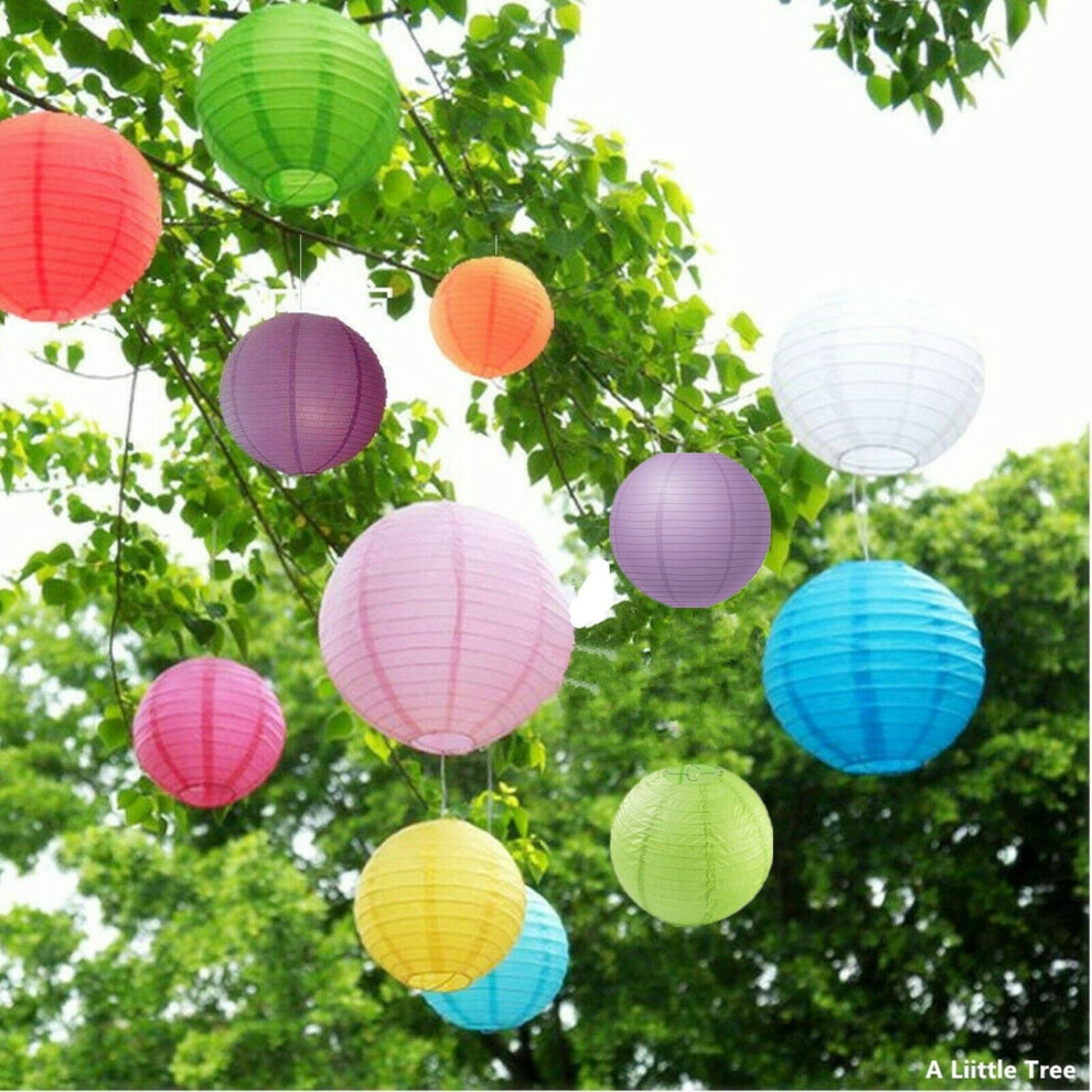 12GS Mix Round Paper Lantern Lanterns Party Parties (Garden Shade)
