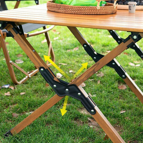 (120cm) Foldable Wooden Egg Roll Picnic Table Portable Outdoor Table 2