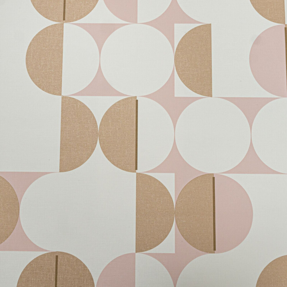 Rasch Wallpaper Club Botanique Retro White Pink Gold Circles Graphic Salmon 5060729376850
