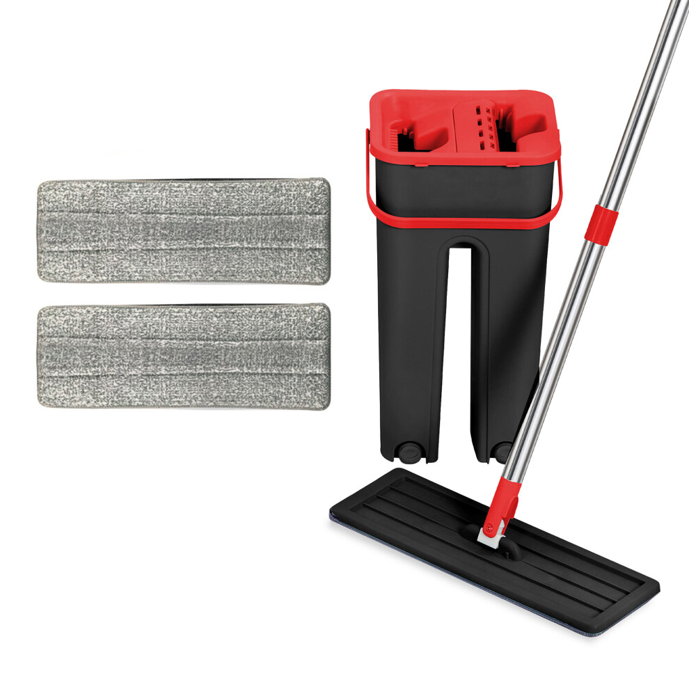 (Red) 5L Flat Floor Mop & Bucket Set For Floor Cleaning