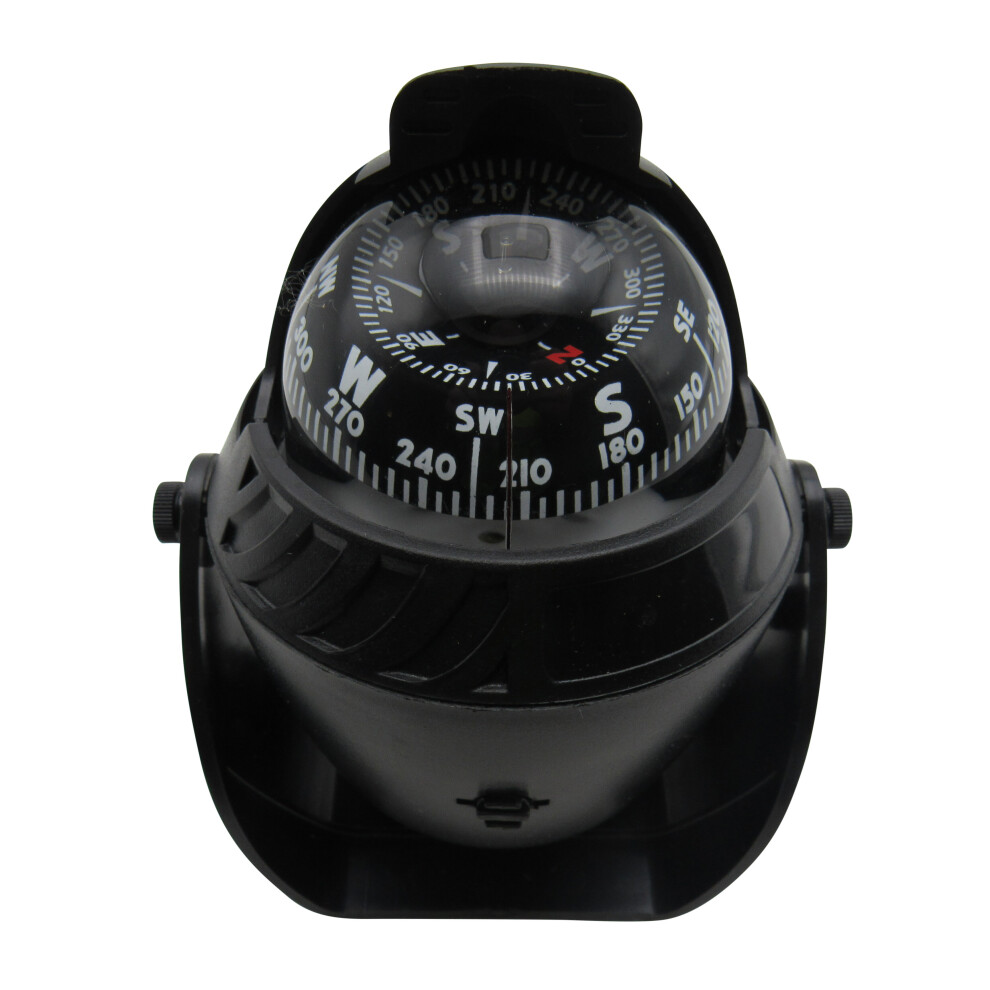 Securefix Direct Black Illuminated Pivoting Marine Navigation Compass (Mounted Bracket)