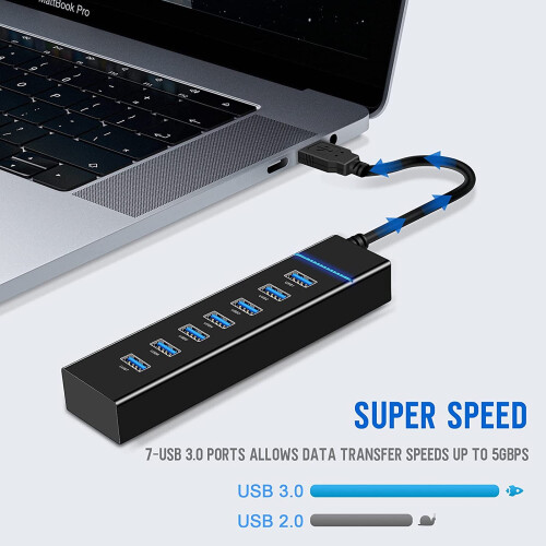 7 Ports Hub USB 3.0 High Speed Multiple Adapter Extension Cable PC 1