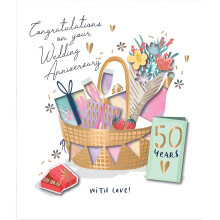 50 Years Embellished Golden Wedding Anniversary Card Talking Pictures Cards