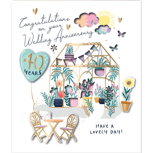 40 Years Embellished Ruby Wedding Anniversary Card Talking Pictures Cards 1
