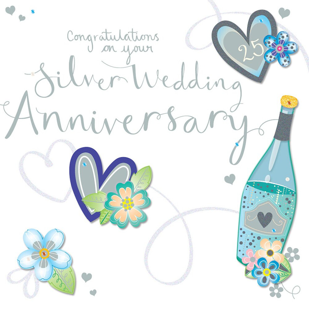 Silver Wedding 25th Anniversary Embellished Greeting Card Talking Pictures Cards