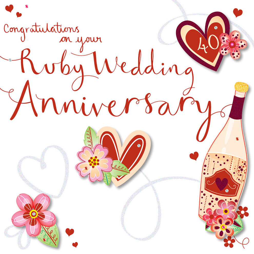 Ruby Wedding 40th Anniversary Embellished Greeting Card Talking Pictures Cards