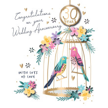 30 Years Embellished Pearl Wedding Anniversary Card Talking Pictures Cards