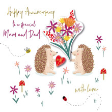 Mum & Dad Hedgehogs Anniversary Embellished Greeting Card Talking Pictures Cards
