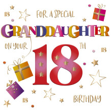 Special Granddaughter 18th Birthday Card - Talking Pictures Studio, Hand-Decorated, Foil-Finished, 16x16cm