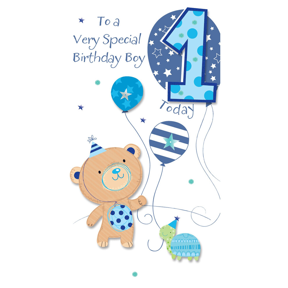 Boys 1st Birthday 1 Today Embellished Greeting Card Talking Pictures Cards