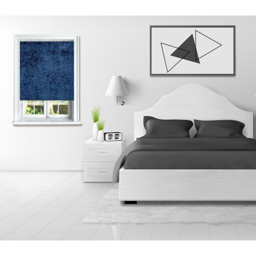 (Midnight Blue, 180 cm Width x 165 cm Drop) VELVET CRUSHED ROLLER BLIND 1