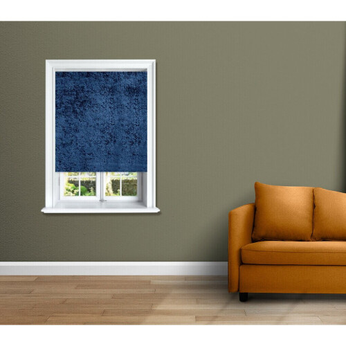 (Midnight Blue, 60 cm Width x 165 cm Drop) VELVET CRUSHED ROLLER BLIND 2