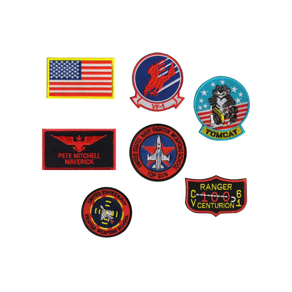 (7Set) Top Gun Flight Us Navy Fighter Weapon Academic Squadron Badge Patches For  Jacket