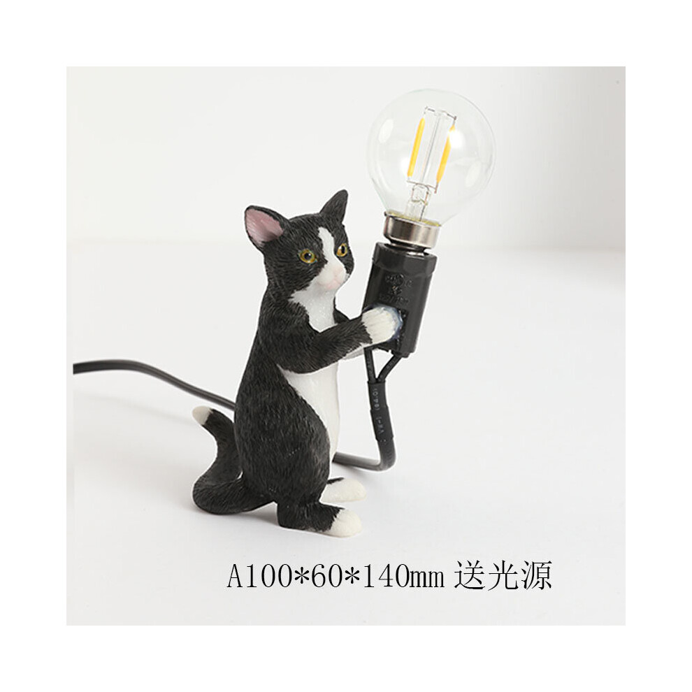 (black style 1) Animals Table Lamps Nordic Children's Bedroom Resin Cat Table Light Desk Lamp Luminaire home Decor