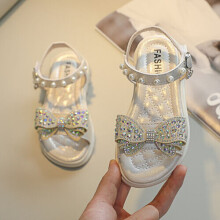 (Gold, UK 11kids=US 11.5kids=EU 29) Girls Toddlers Kids Summer Princess Shoes Rhinestone Open Toe Flat Sandals Size